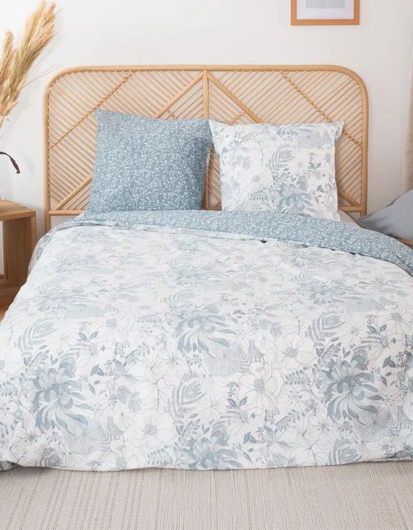Blancheporte Parure De Lit Toile Imprimé Végétal Bicolore – Microfibre Topcool® 3