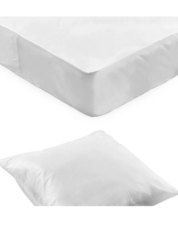 Blancheporte Kit Jetable 1 Ou 2 Personnes : Protège-oreillers + Protège-matelas Forme Housse – Lot De 10 1